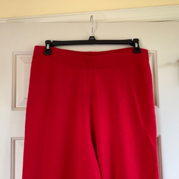 Charter Club Cashmere Ankle Pants Wide Leg High Rise Calypso Red Size Large - Picture 2 of 13